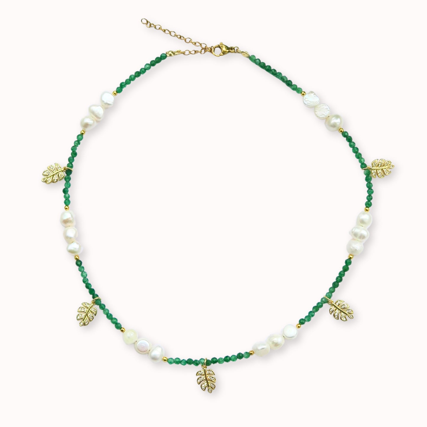 EMERALD BEADED CHARM NECKLACE