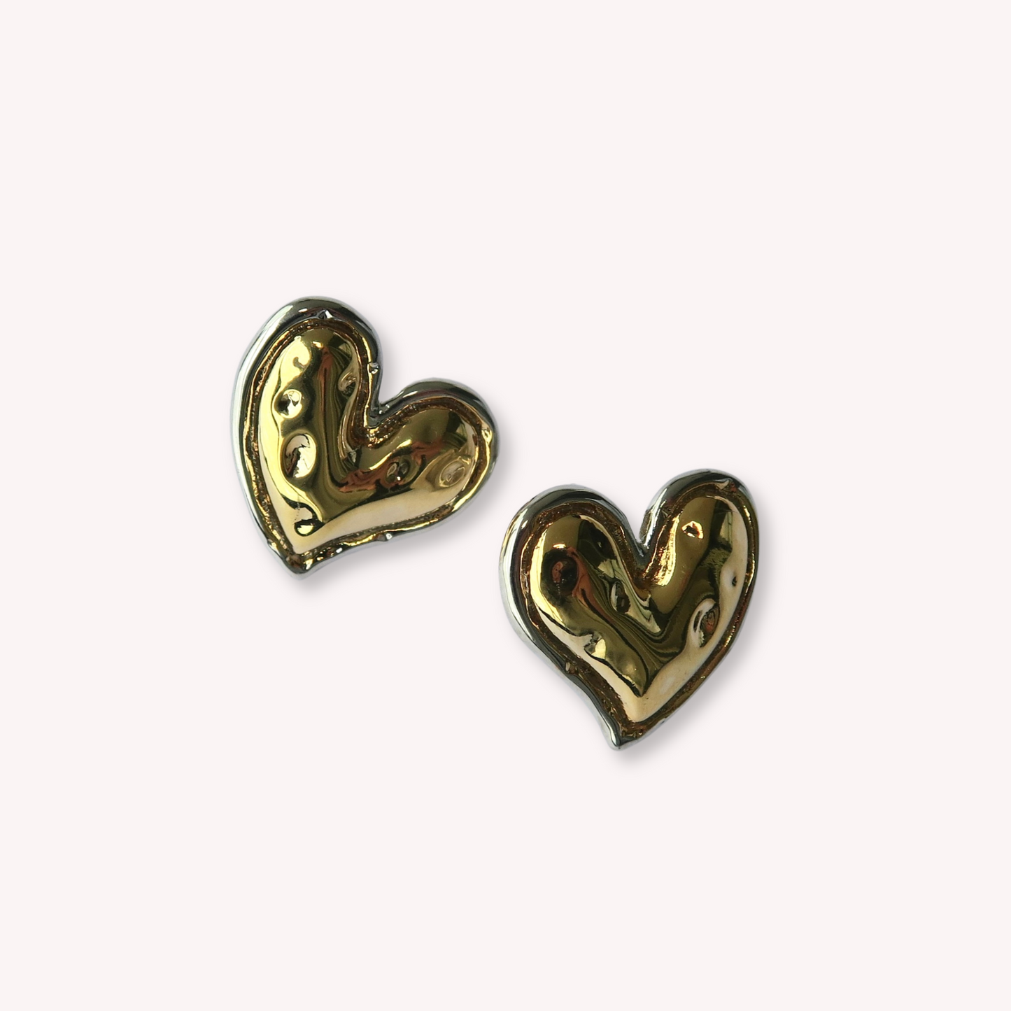 TWO TONE HEART EARRINGS