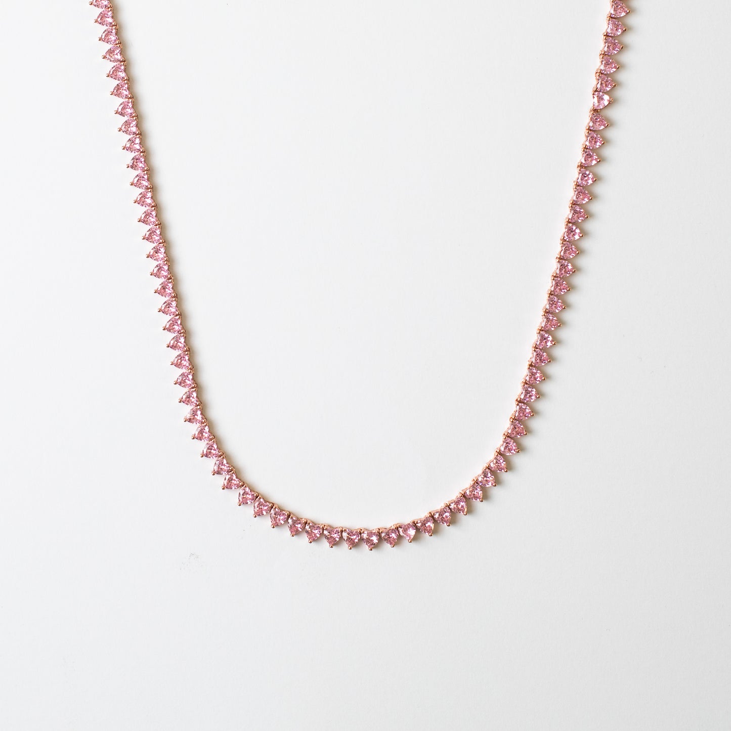 ICED HEART PINK TENNIS NECKLACE