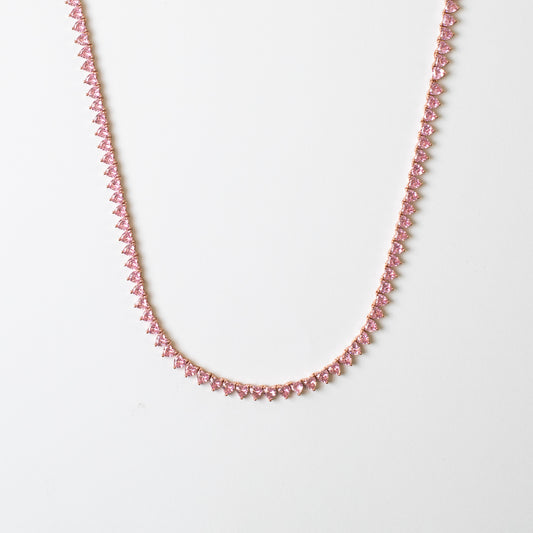 ICED HEART PINK TENNIS NECKLACE