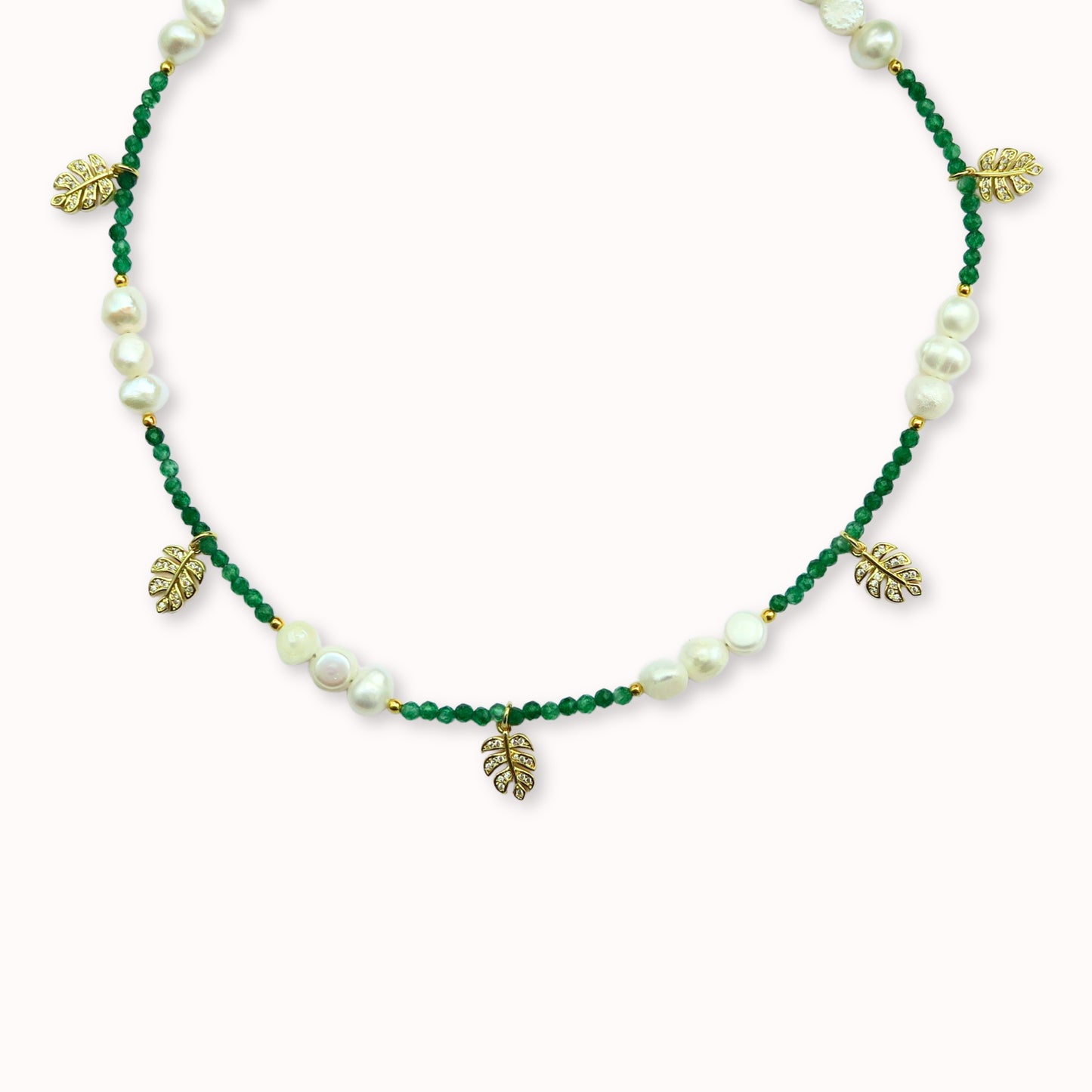 EMERALD BEADED CHARM NECKLACE