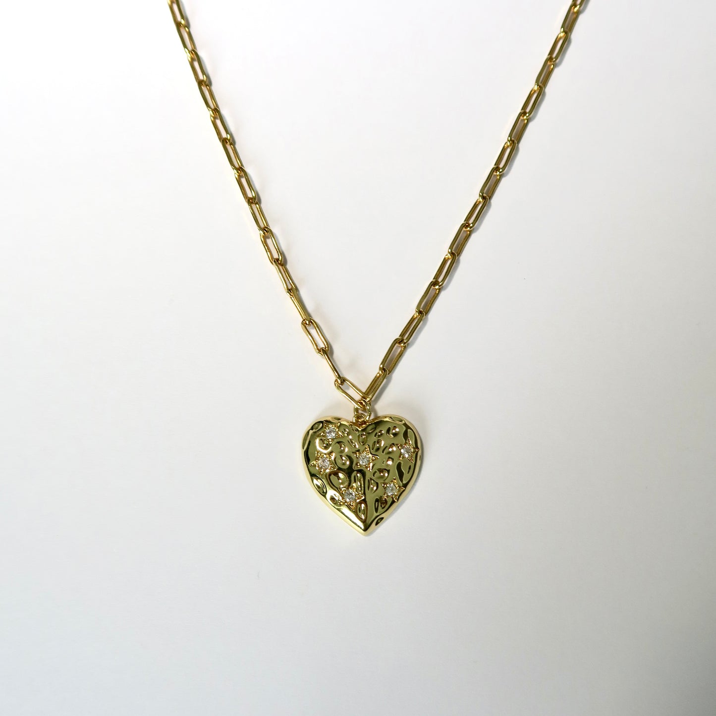 HEART PENDANT PAPERCLIP CHAIN